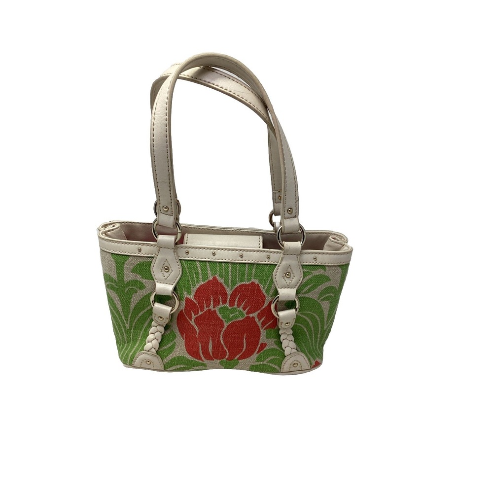 Vintage Etienne Aigner Satchel Handbag Lotus Flower Purse Multicolor Small 10"x6